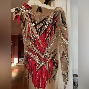 Vibrant Red Rhythmic Gymnastics Leotard